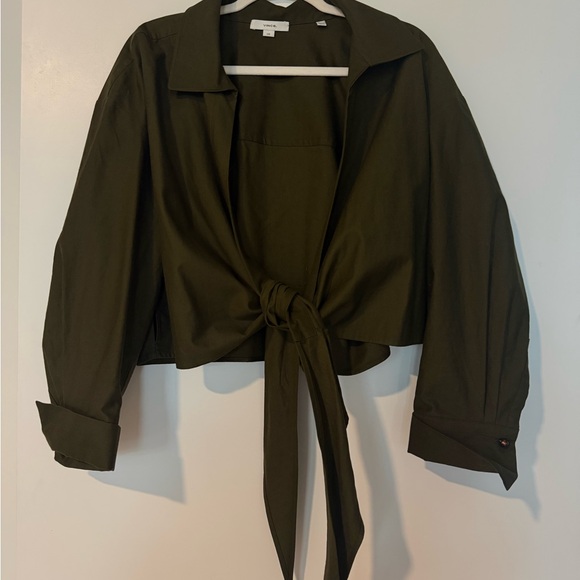 Vince Olive Green Women's Tie-Front Jacket - Picture 2 of 5